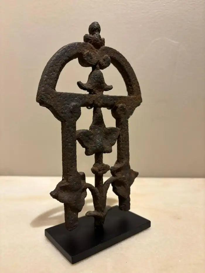Two 17th Century French Iron Choir Screen Fragments, Mounted on Custom Bases