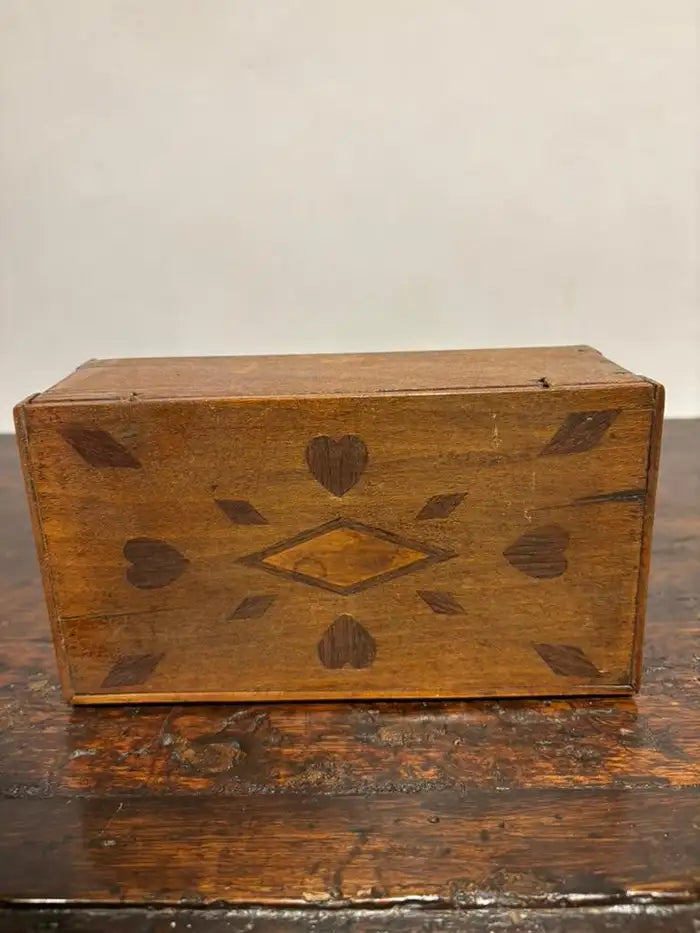 19th Century Folk Art Box with Inlaid Hearts
