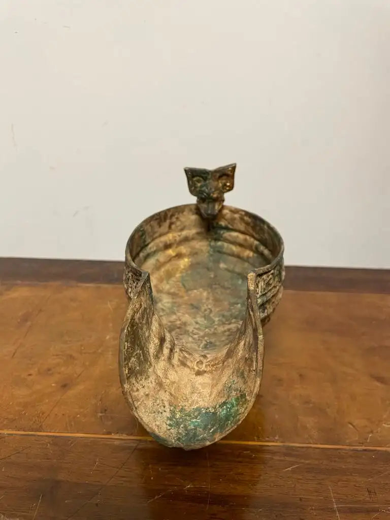 Chinese Archaic Style Gilt Bronze and Verdigris Vessel