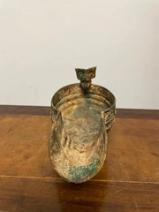 Chinese Archaic Style Gilt Bronze and Verdigris Vessel