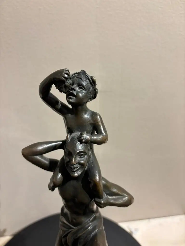 Bronze Satyr Carrying the Young Dionysus by Franz Bergman
