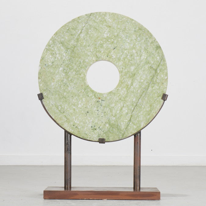 Large Green Jade Bi Disc Sculpture