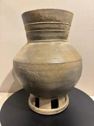 Korean Earthenware Pedestal Vessel, Three Kingdoms Period, 57 BC - 668 AD