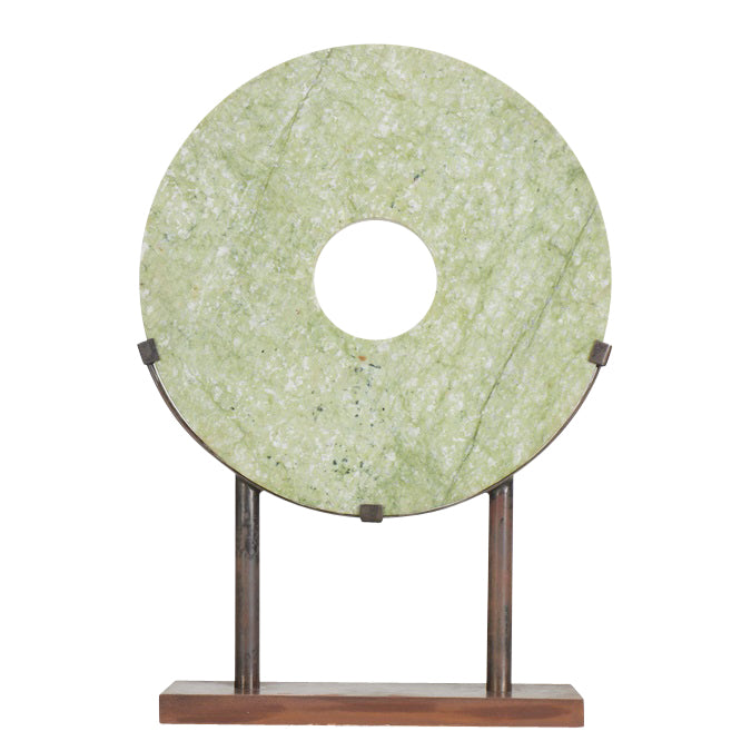 Large Green Jade Bi Disc Sculpture