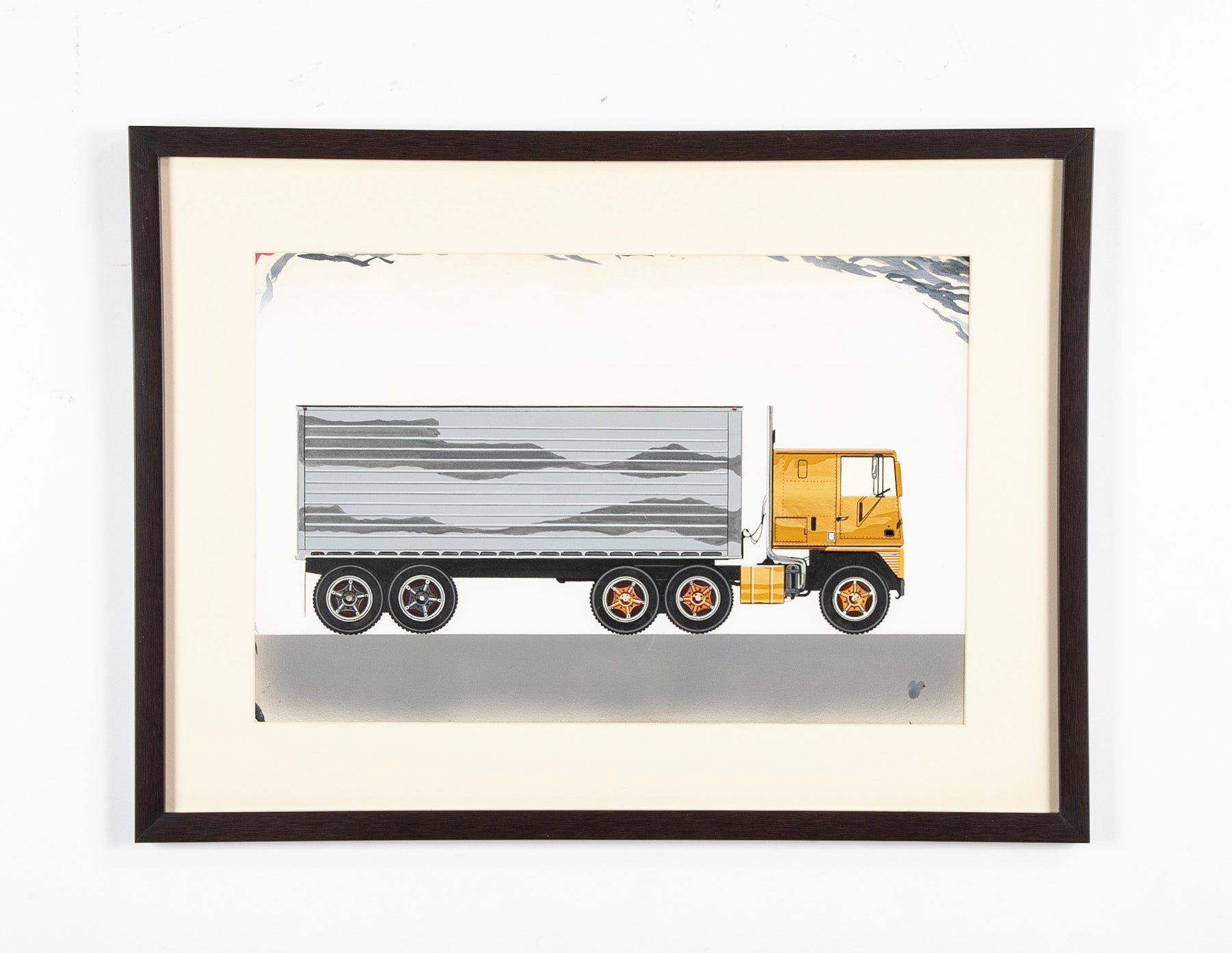Original Signed Ink & Wash on Paper by American Automobile Artist Russell J. Von Sauers