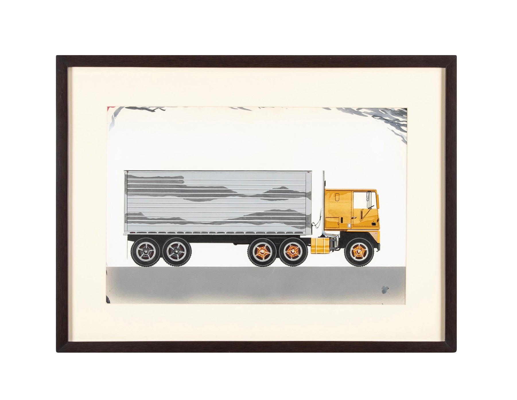 Original Signed Ink & Wash on Paper by American Automobile Artist Russell J. Von Sauers
