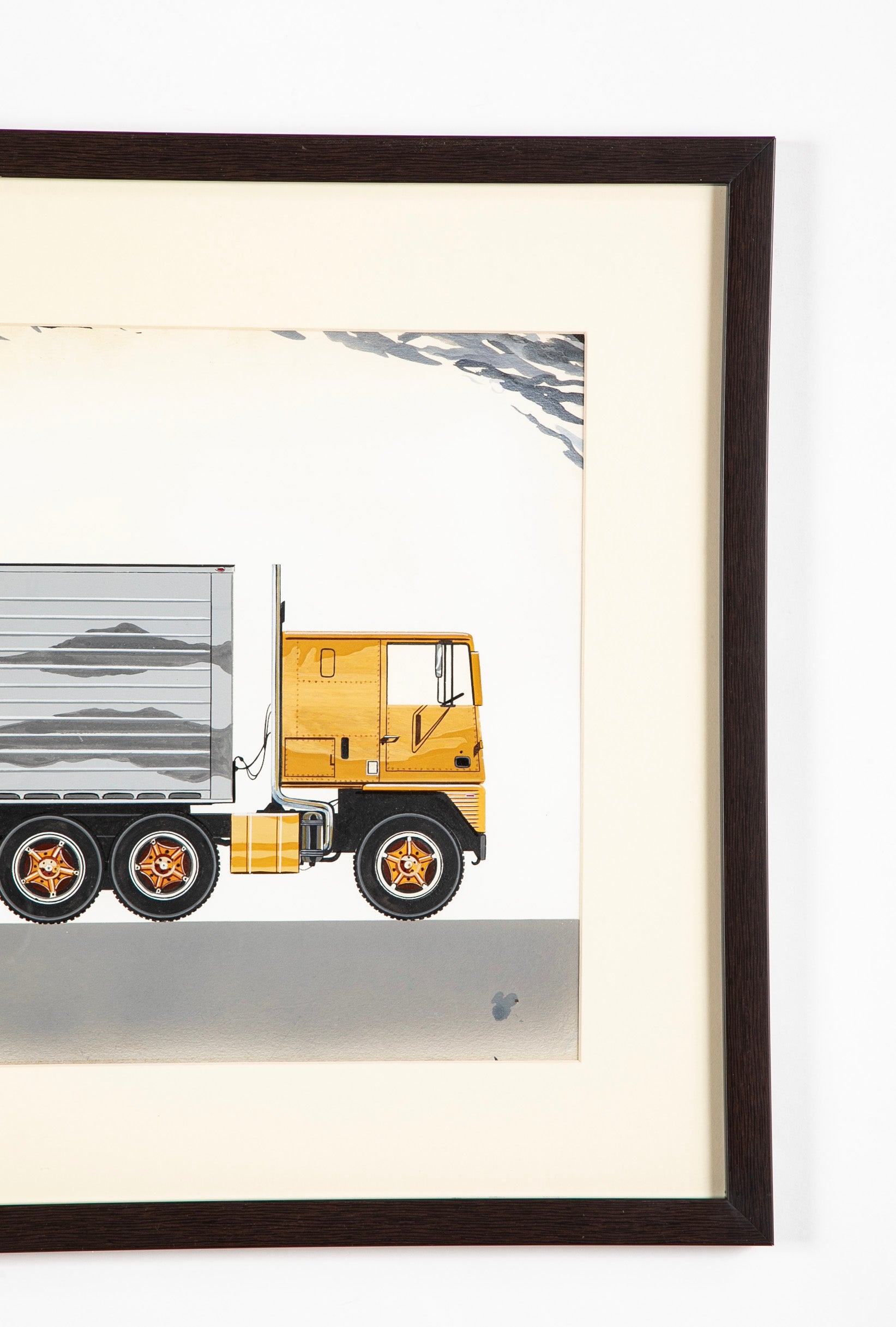 Original Signed Ink & Wash on Paper by American Automobile Artist Russell J. Von Sauers