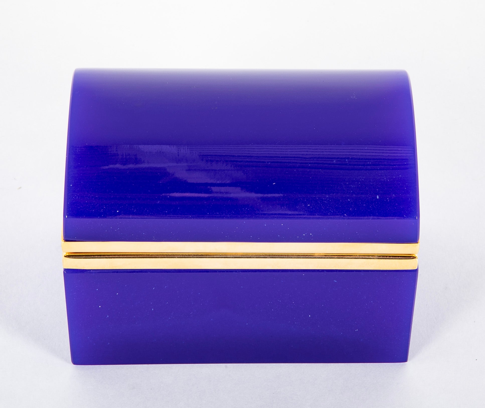 Mid-Century Domed Top Blue Opaline Box