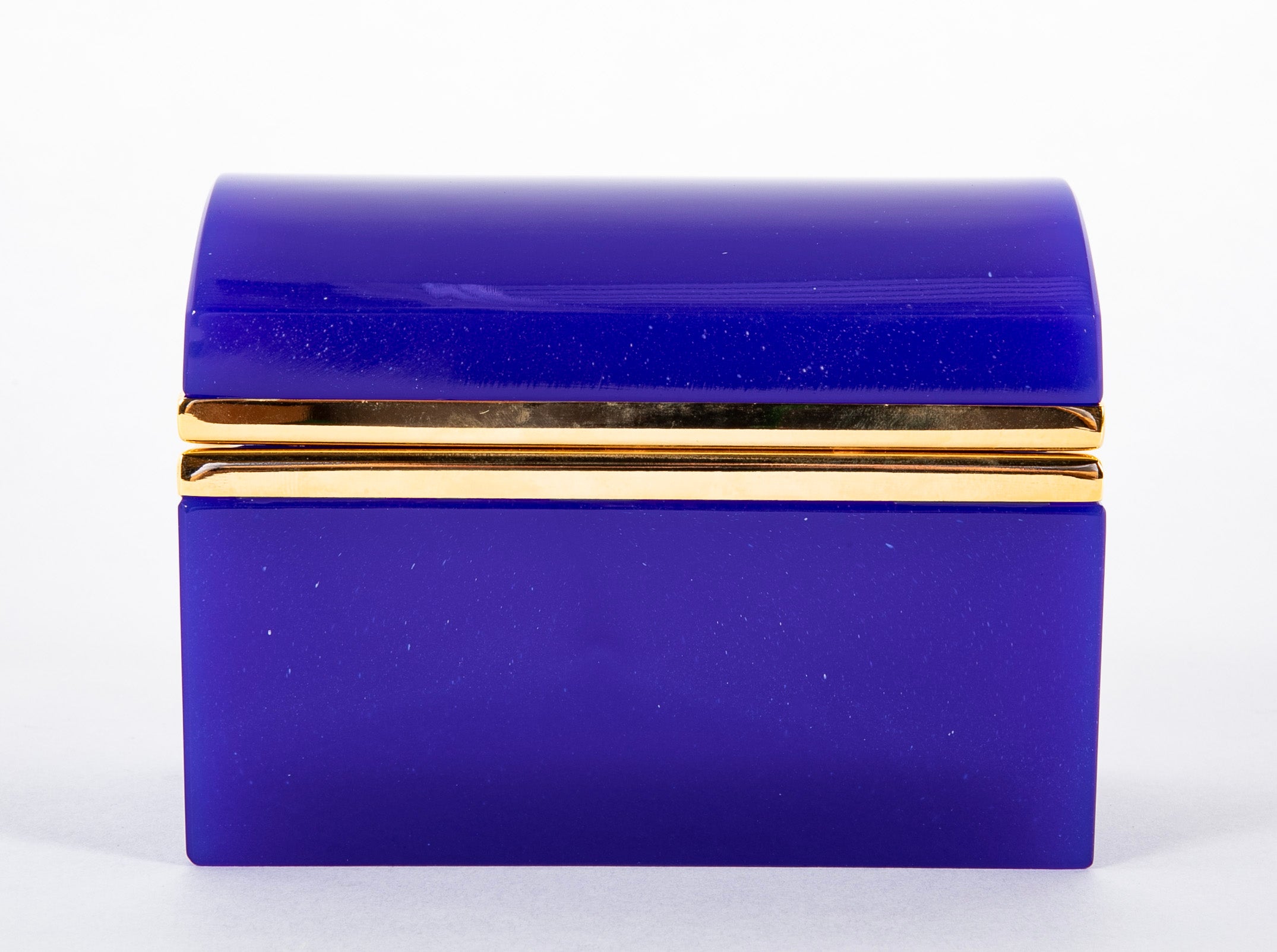 Mid-Century Domed Top Blue Opaline Box