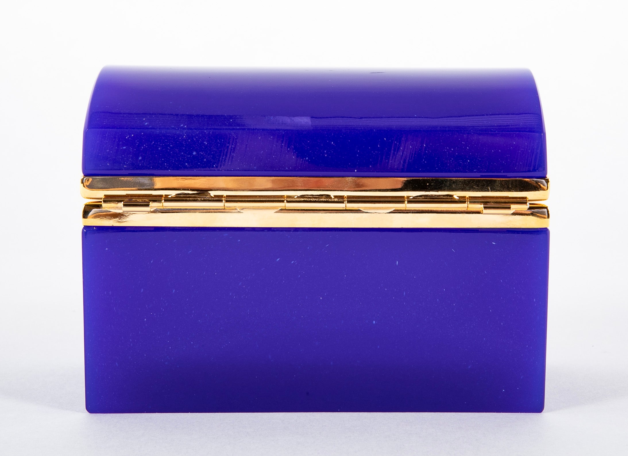 Mid-Century Domed Top Blue Opaline Box