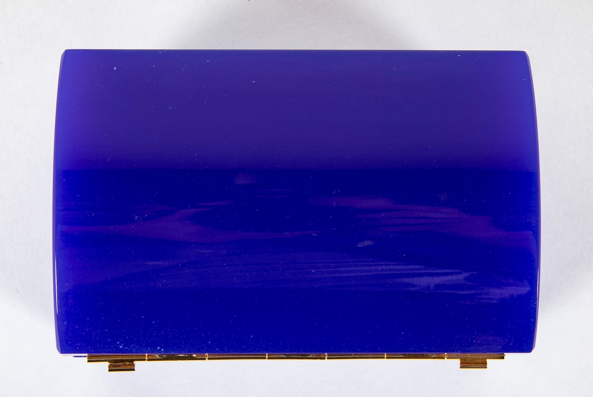 Mid-Century Domed Top Blue Opaline Box