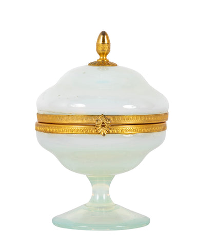 A French Opaline Glass Boulle de Savon Pedestal Box