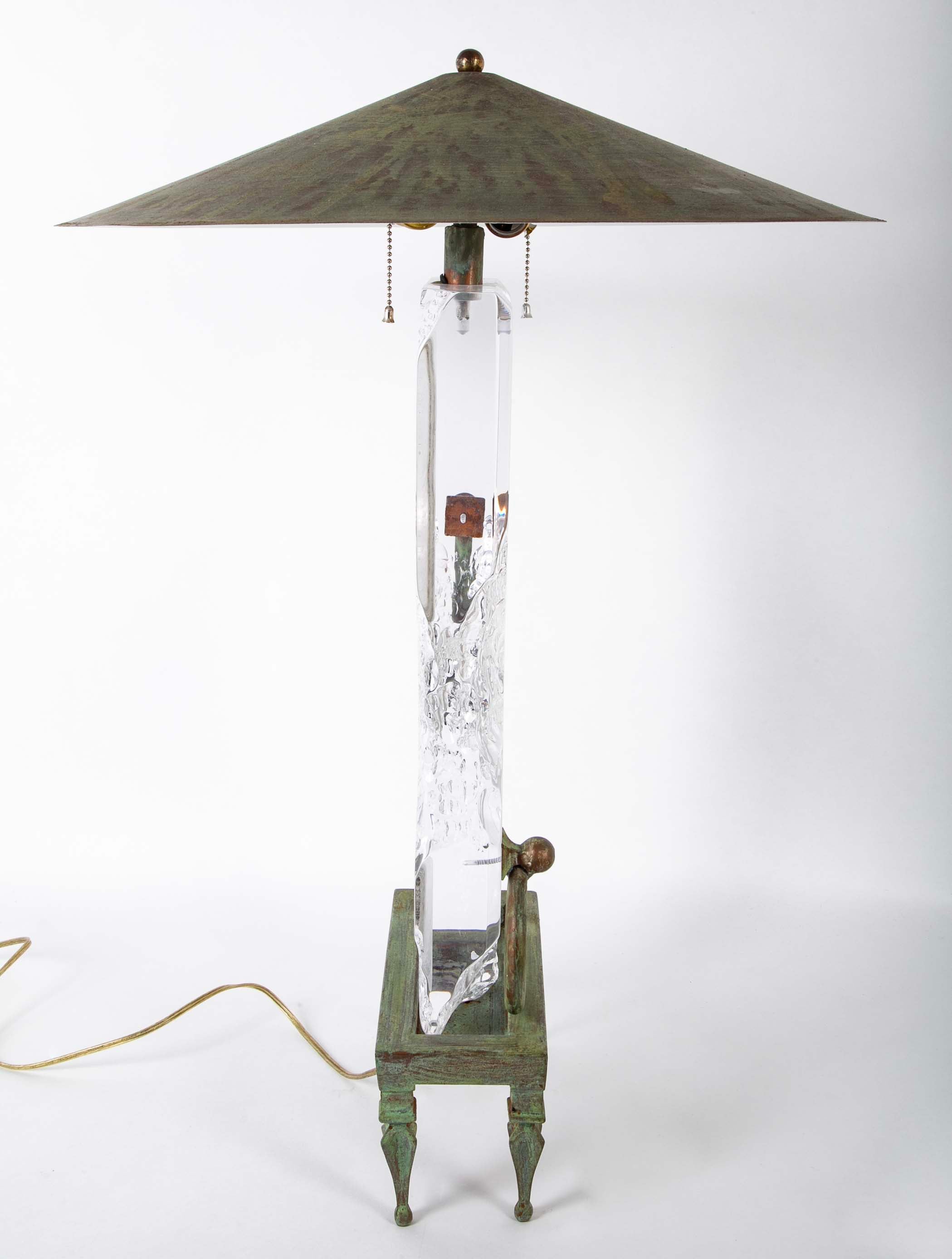 Lucite "Chipped Ice" Table Lamp by Van Teal