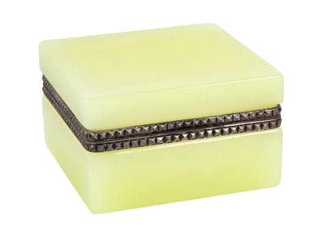 Mid-Century Lemon Colored Opaline Glass Box