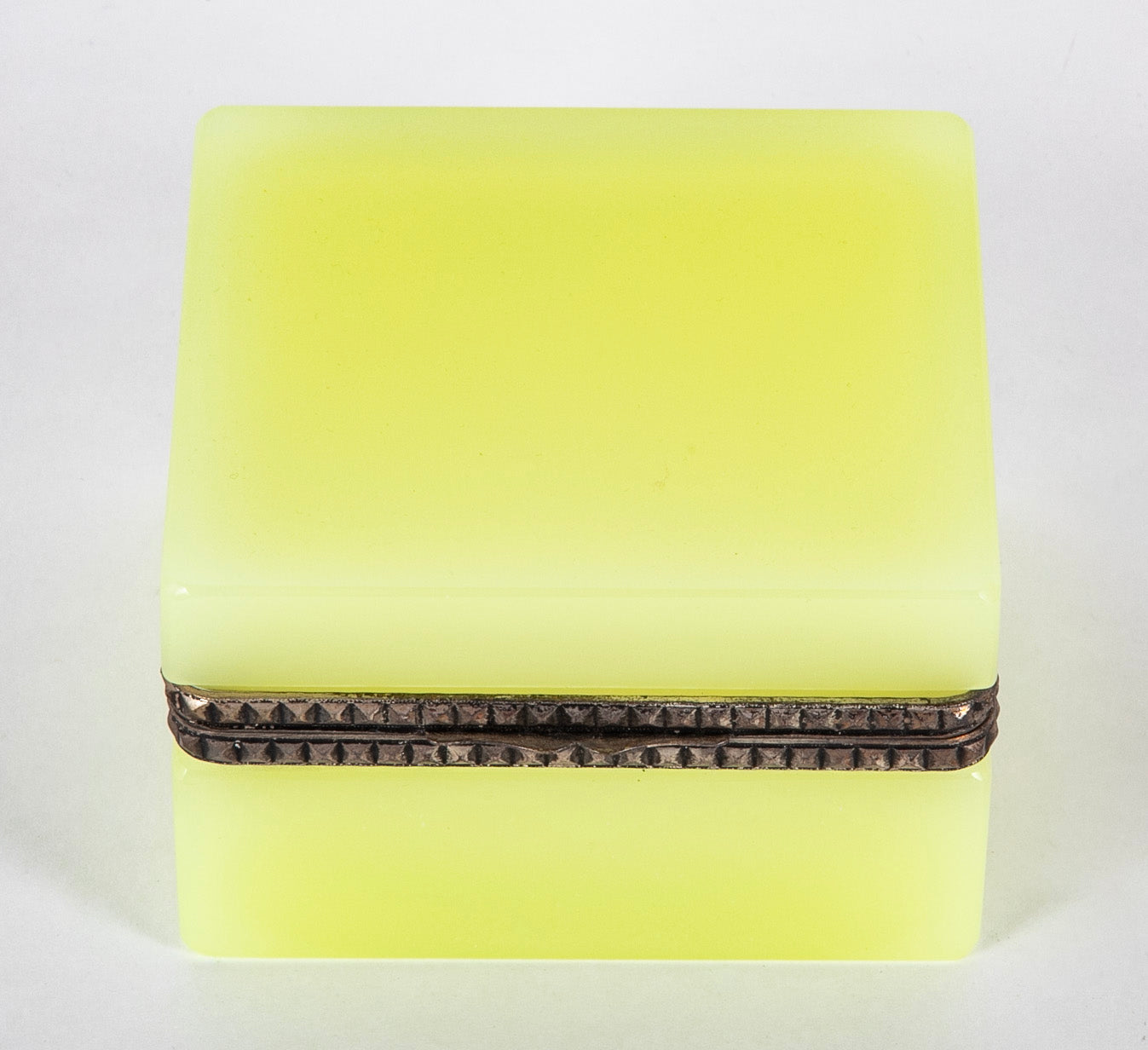 Mid-Century Lemon Colored Opaline Glass Box