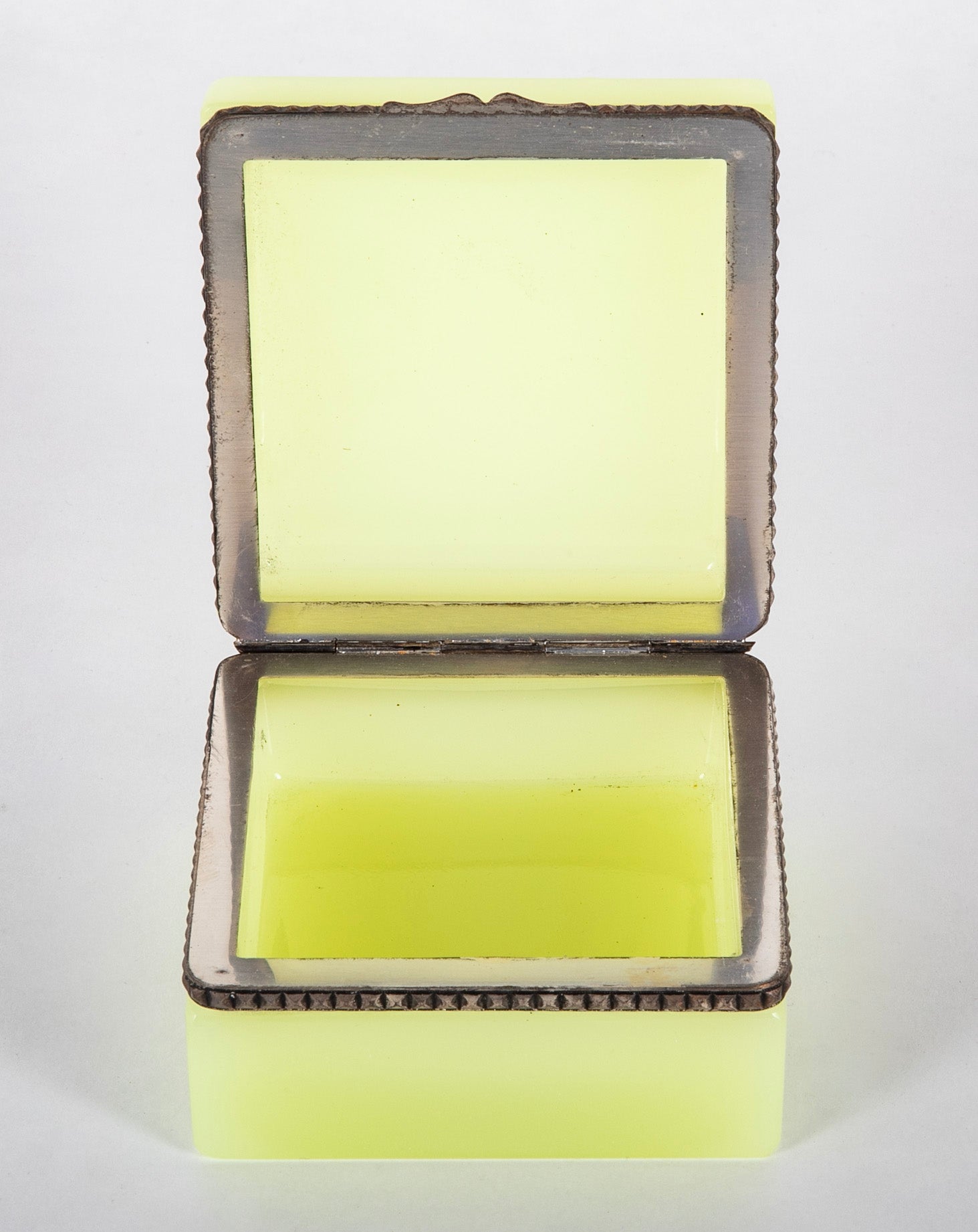 Mid-Century Lemon Colored Opaline Glass Box
