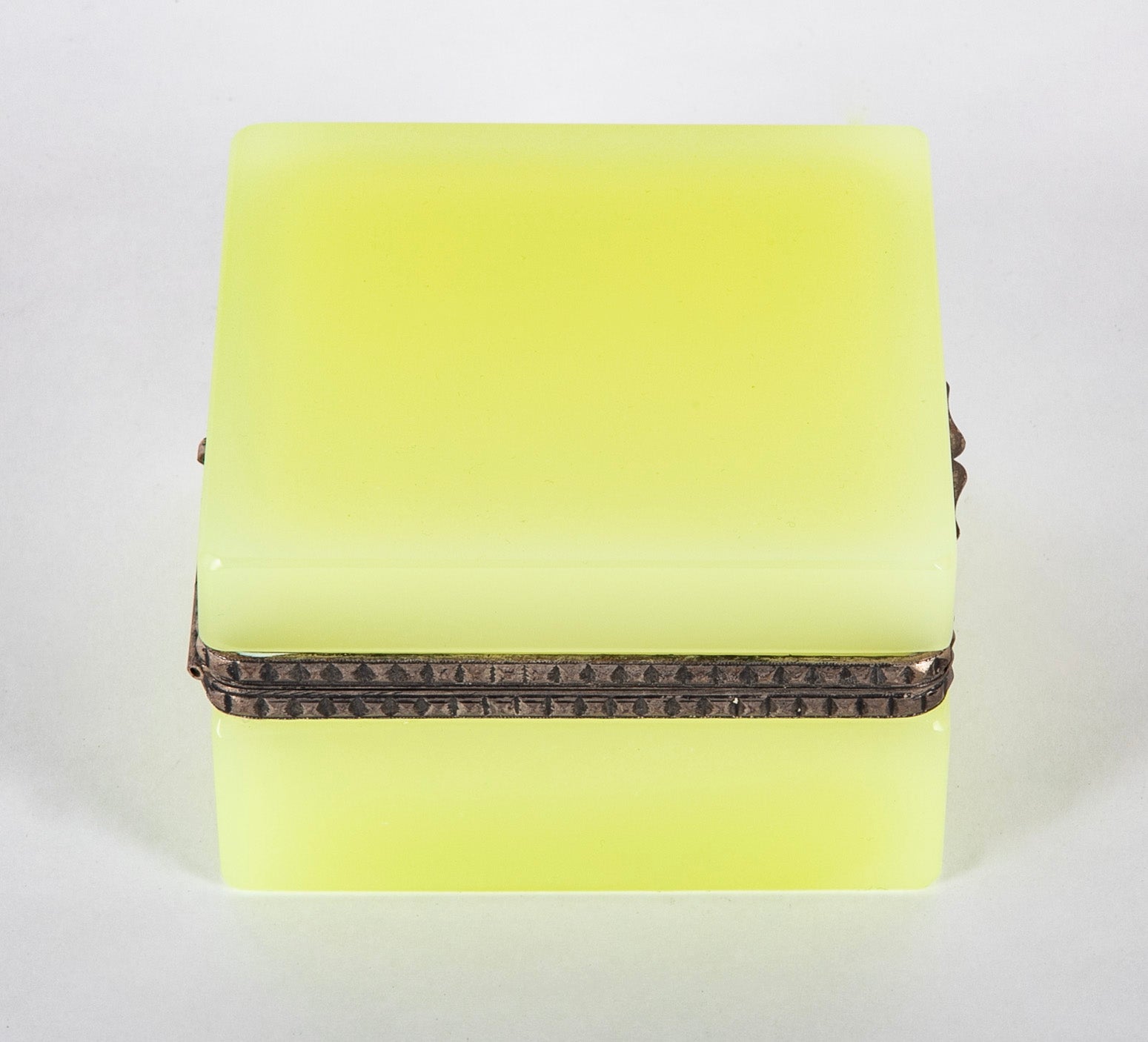Mid-Century Lemon Colored Opaline Glass Box