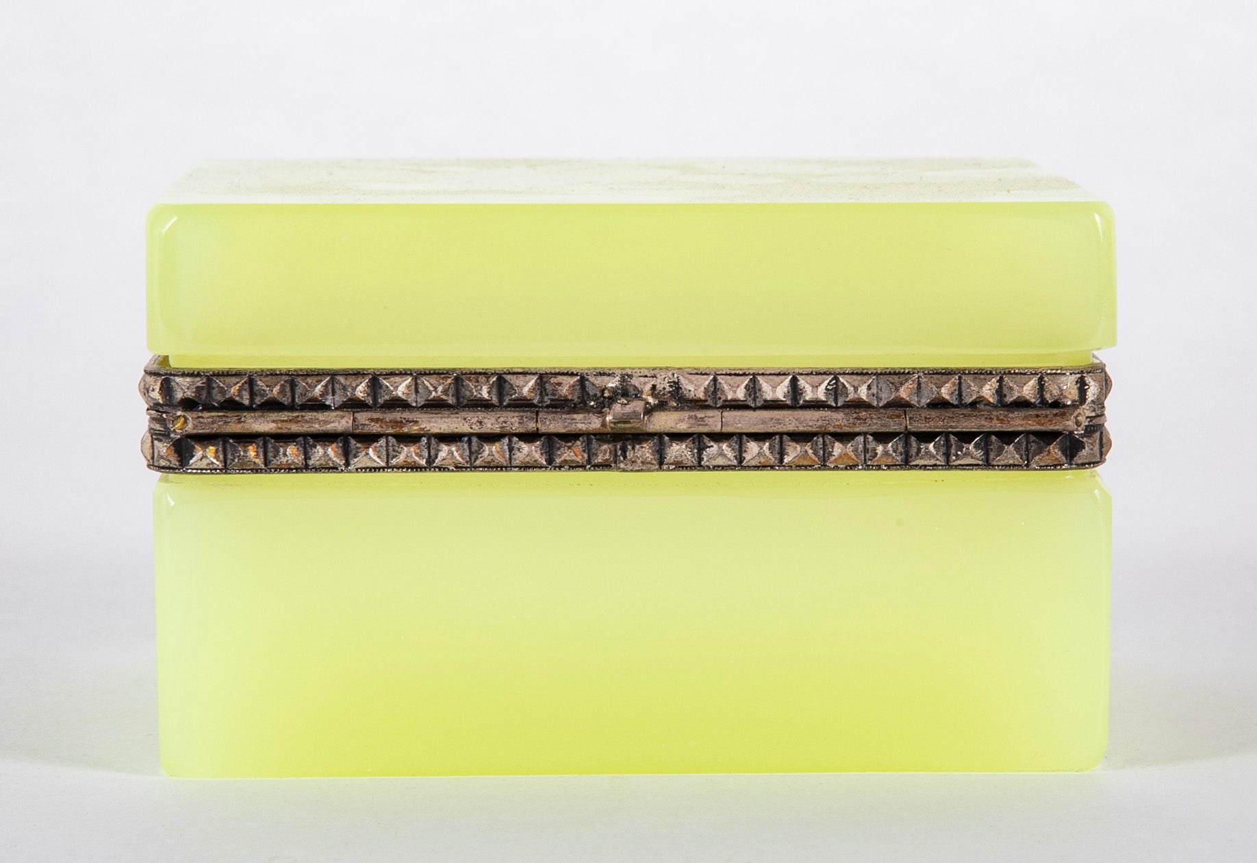Mid-Century Lemon Colored Opaline Glass Box