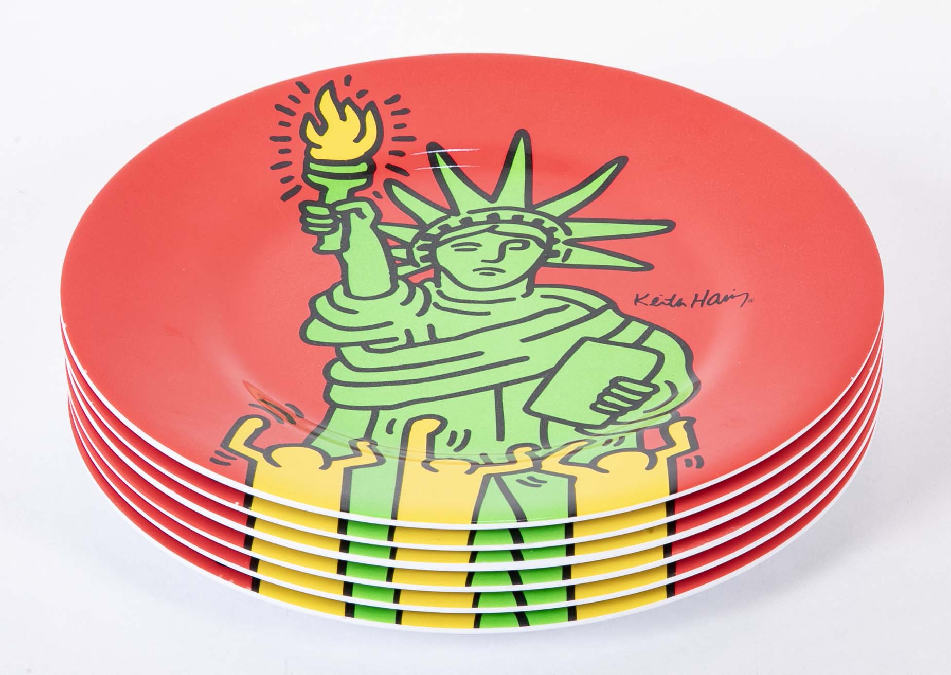 Set of 6 Keith Haring Melamine Plates - Also Priced Individually