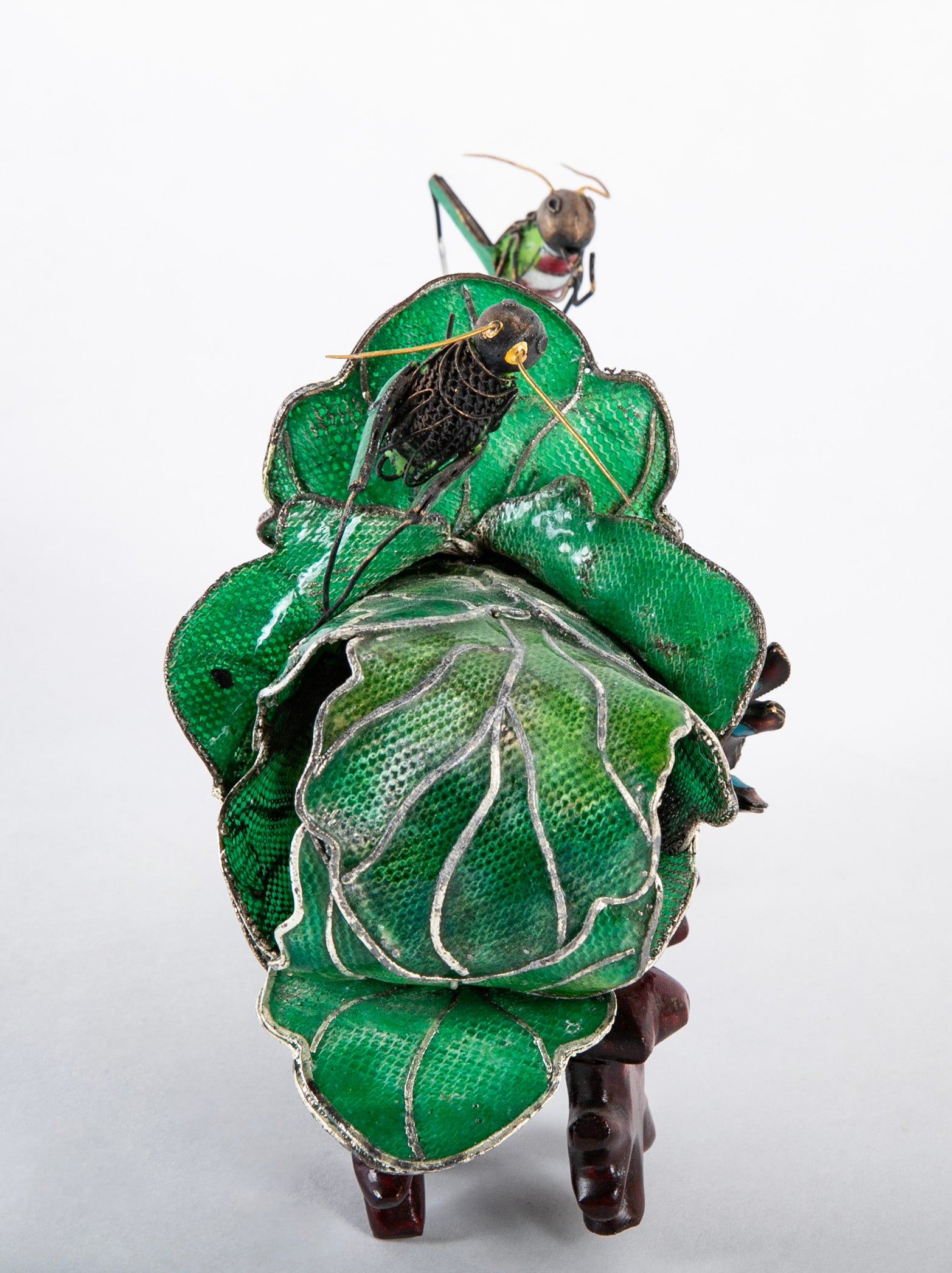 Very Rare Chinese Plique a Jour Glass and Sterling Silver Sculpture