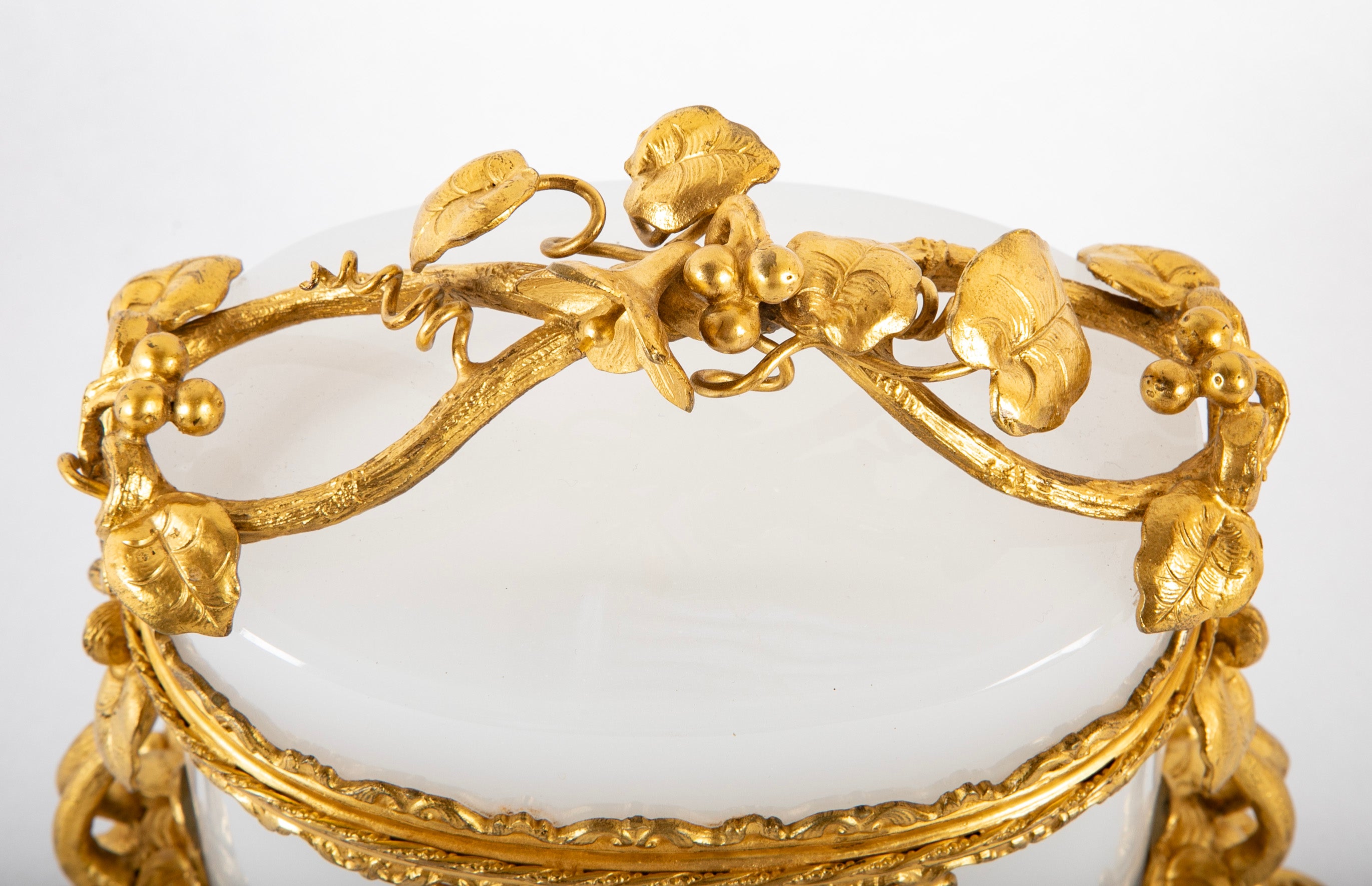 19th Century French White Opaline Glass Box with Stunning Bronze Mounts