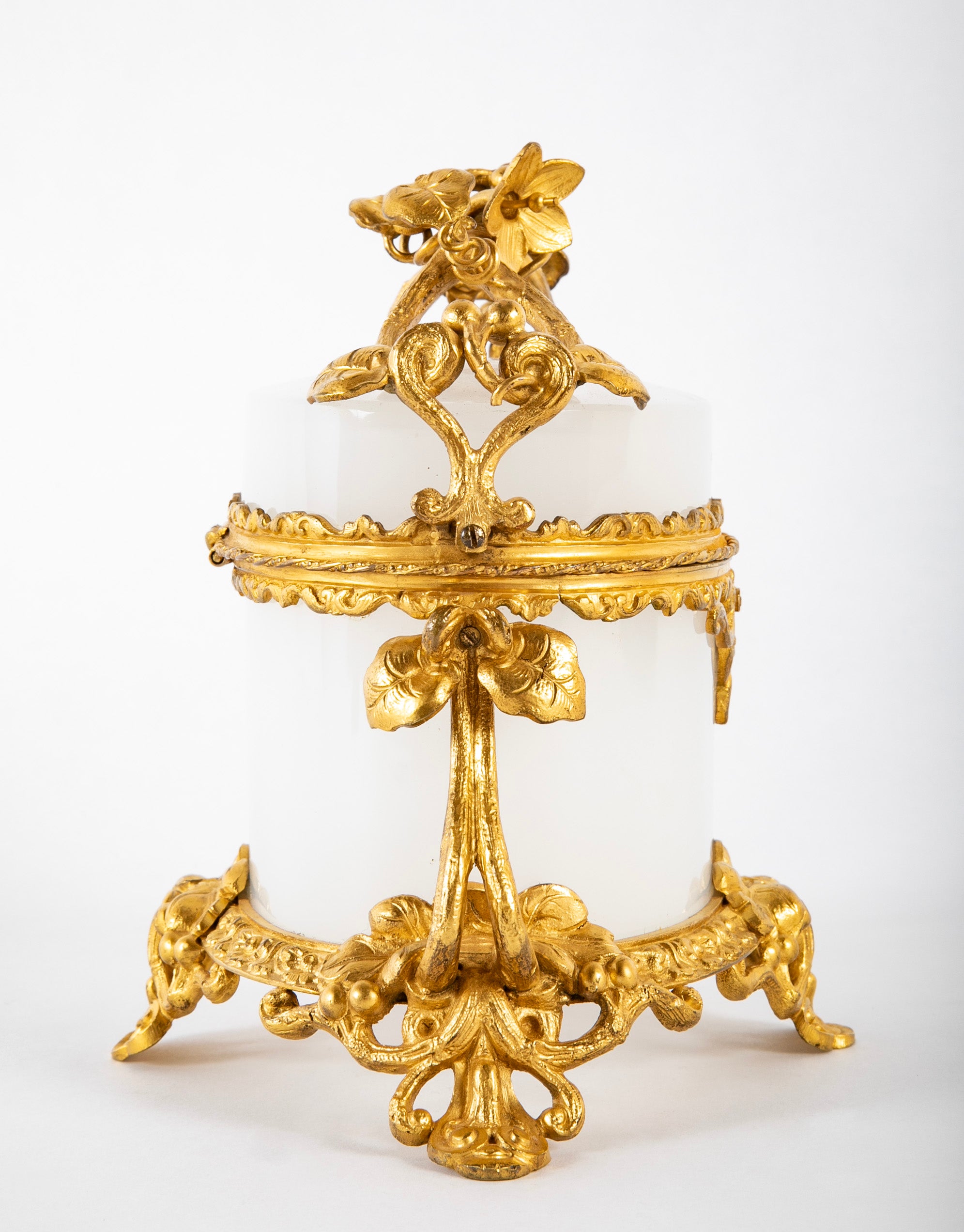 19th Century French White Opaline Glass Box with Stunning Bronze Mounts