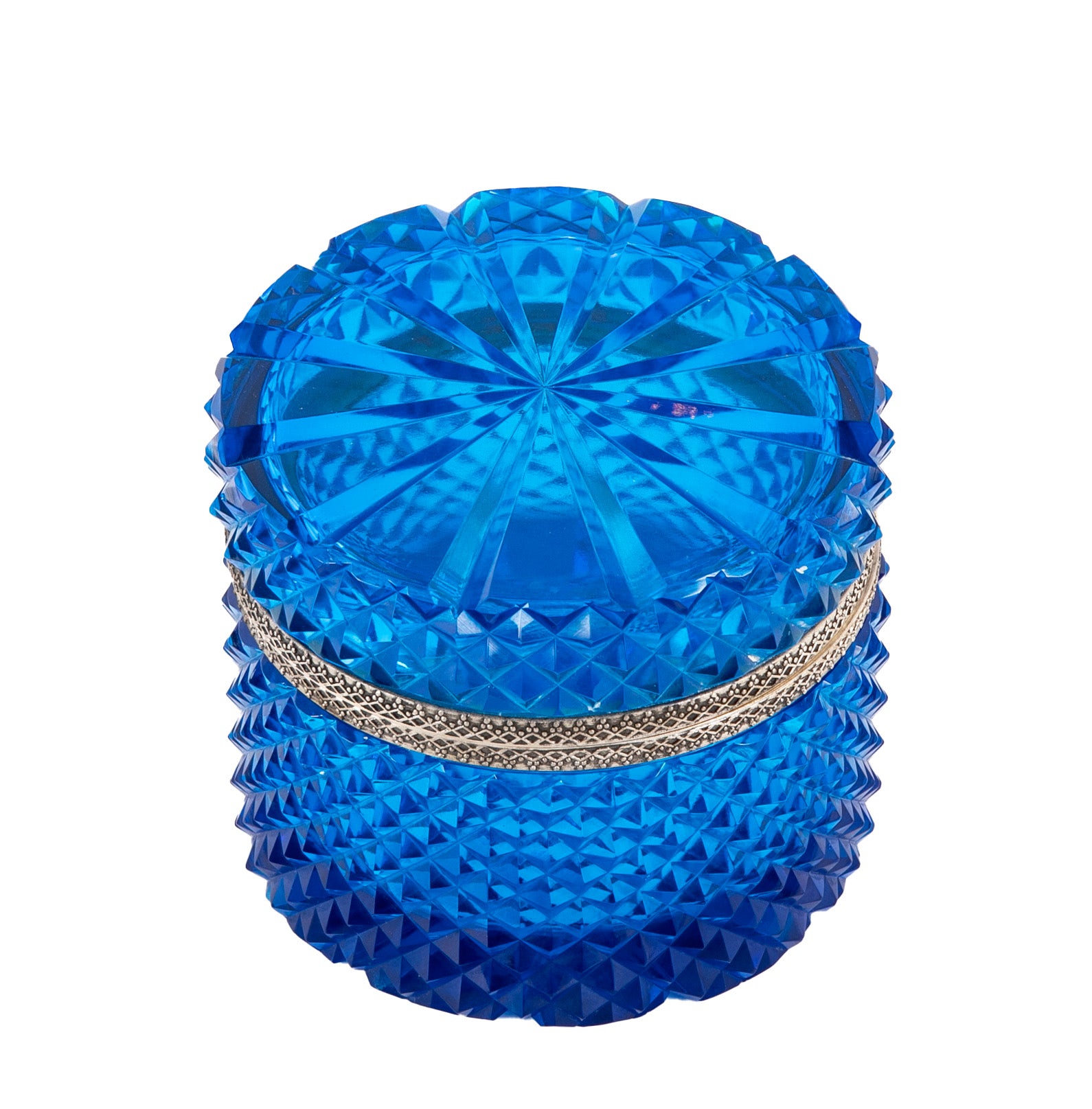 Round French Brilliant Blue Cut Crystal Box