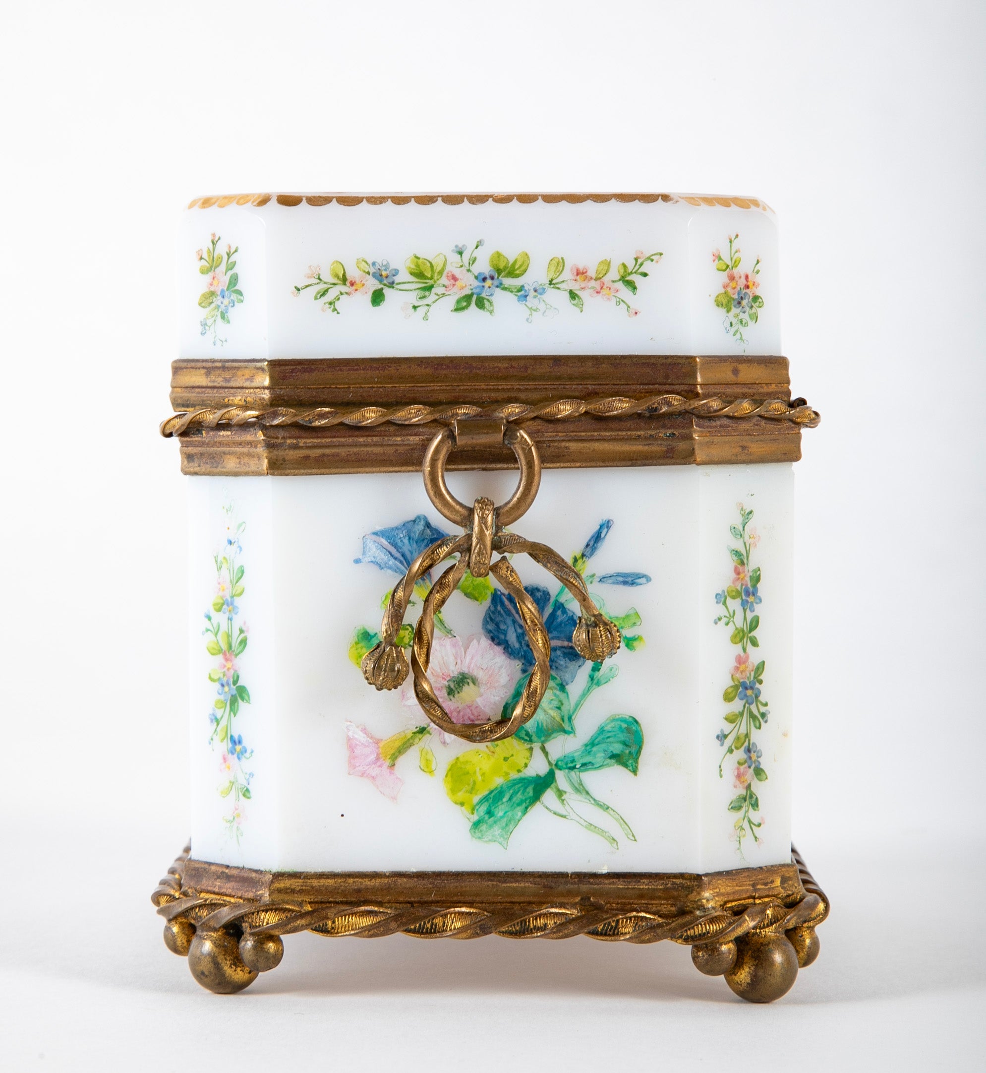 Baccarat Hand Painted Opaline Glass Perfume Casket