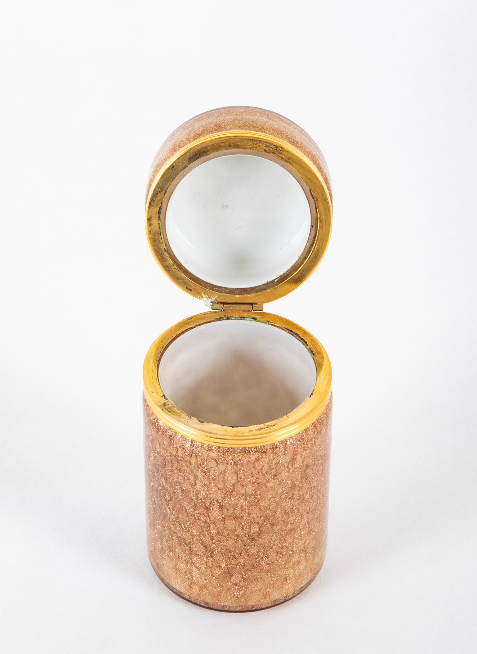 Mid-Century Murano Aventurine Cylinder Form Glass Box