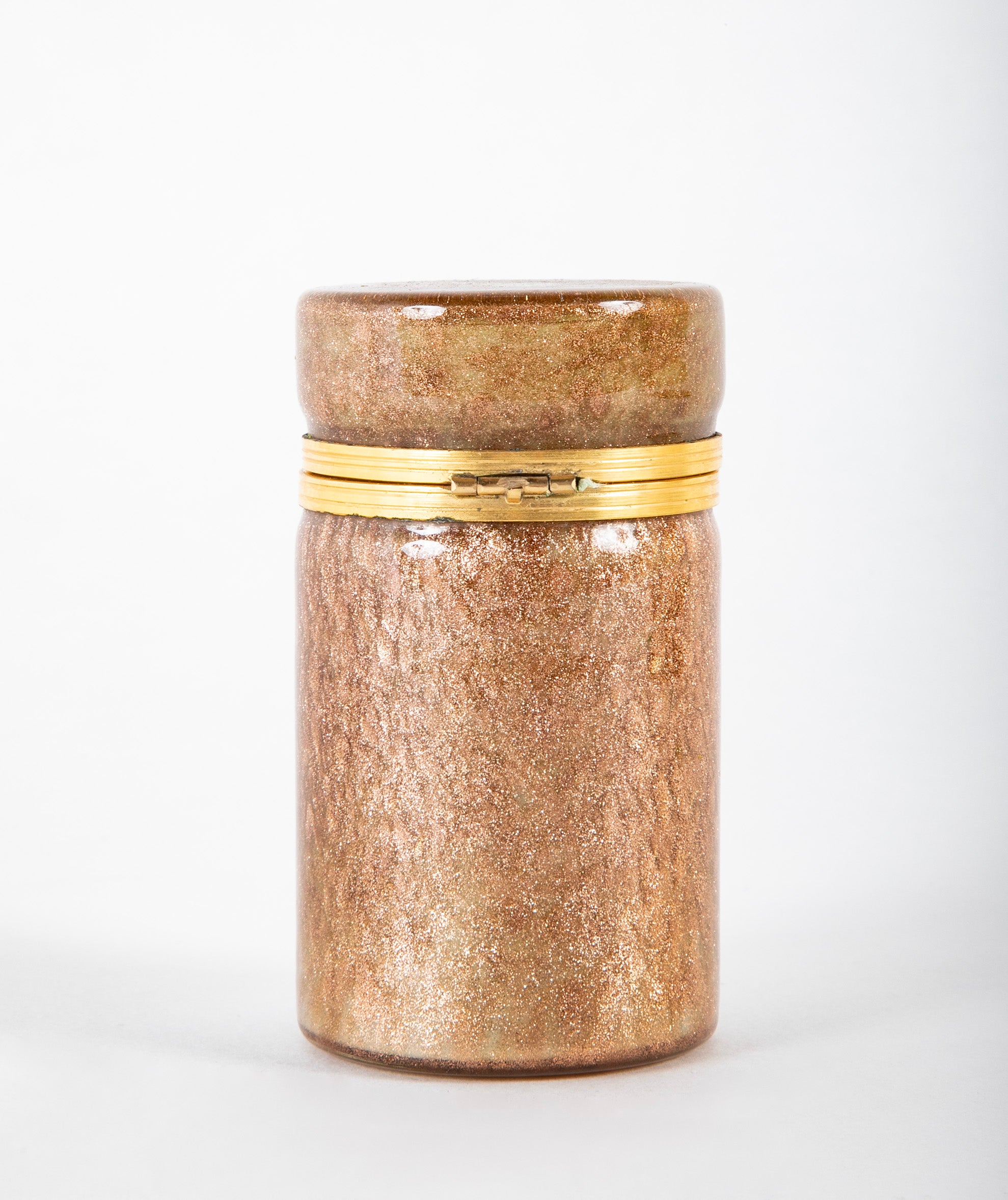 Mid-Century Murano Aventurine Cylinder Form Glass Box