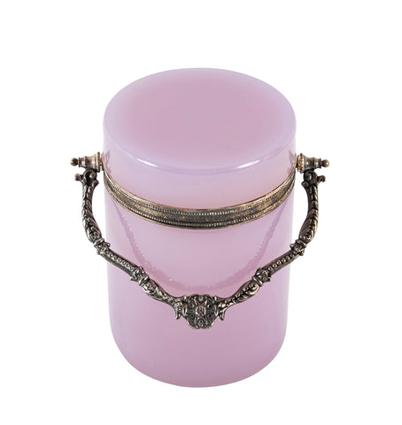 Pale Amethyst Glass Box with Silvered Handle & Mounts