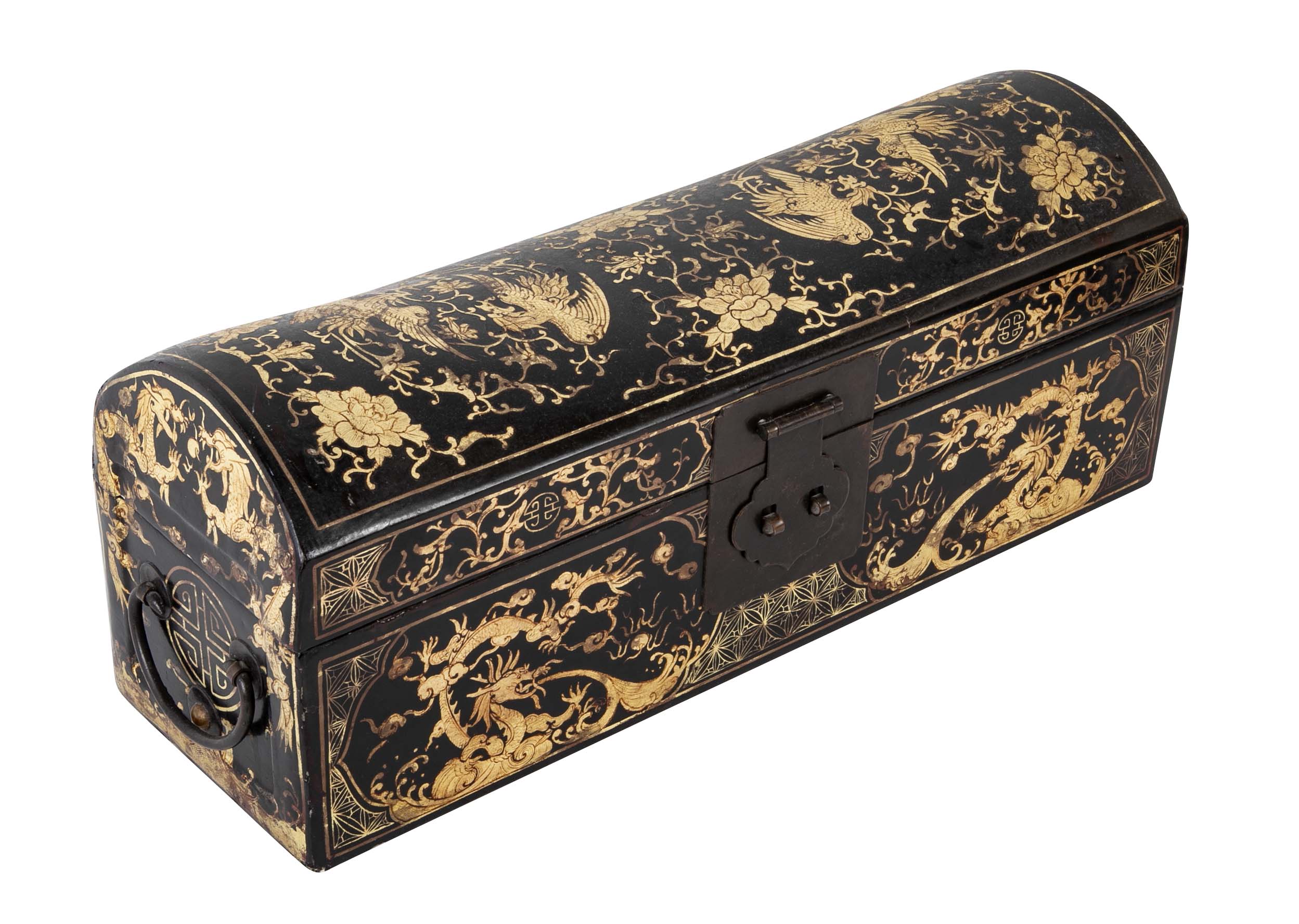 Chinese Hand Painted Box with Gilt Decoration