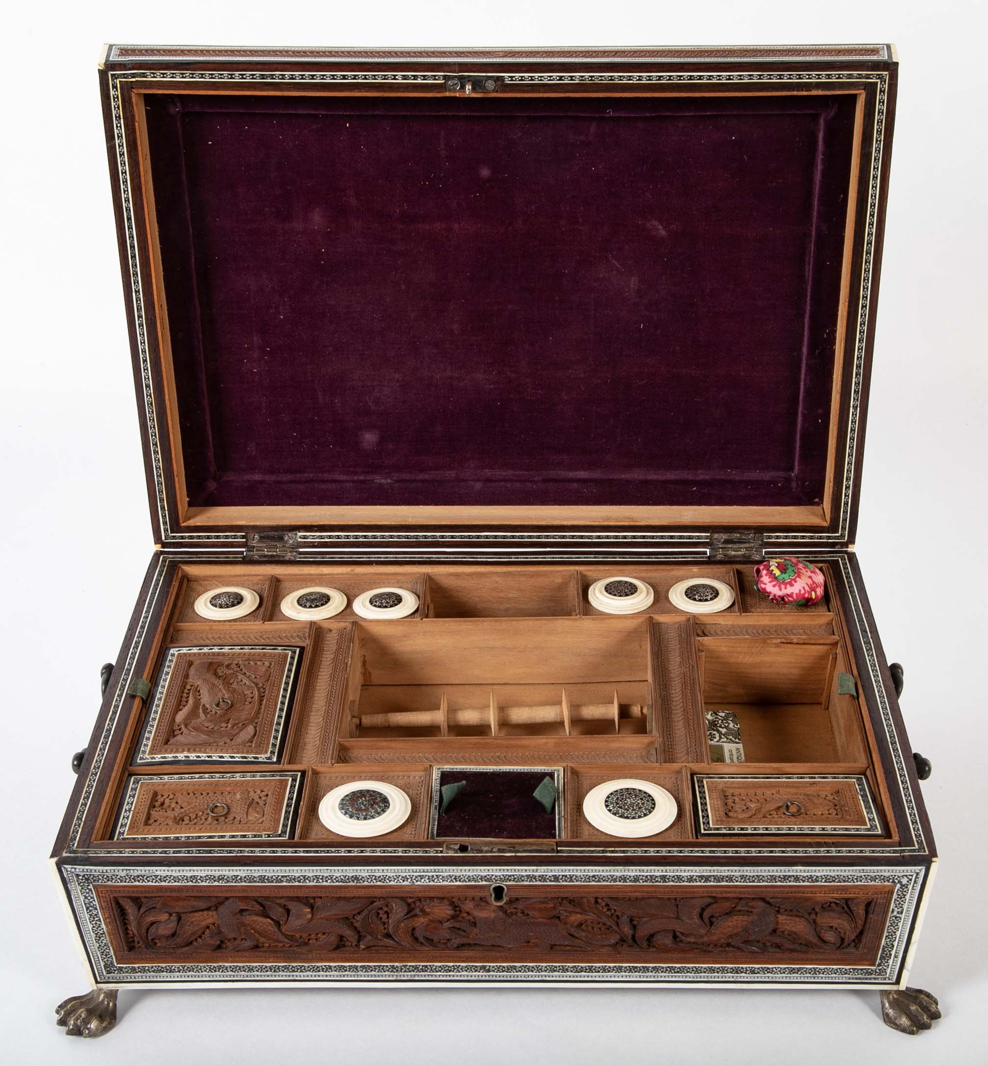 19th Century Anglo-Indian Sadeli Sewing/Work Box
