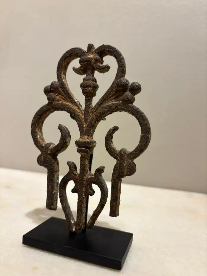 Two 17th Century French Iron Choir Screen Fragments, Mounted on Custom Bases