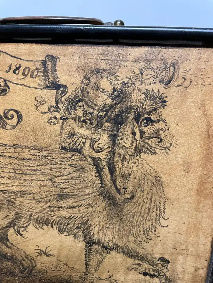 19th Century English Victorian Hand Painted Letter Box, Dated 1890