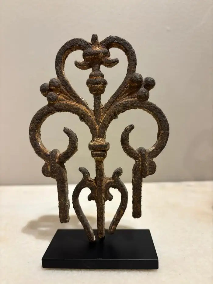 Two 17th Century French Iron Choir Screen Fragments, Mounted on Custom Bases