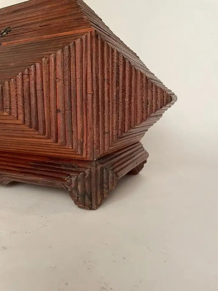 Tramp Art Box of Large Scale and Unusual Form