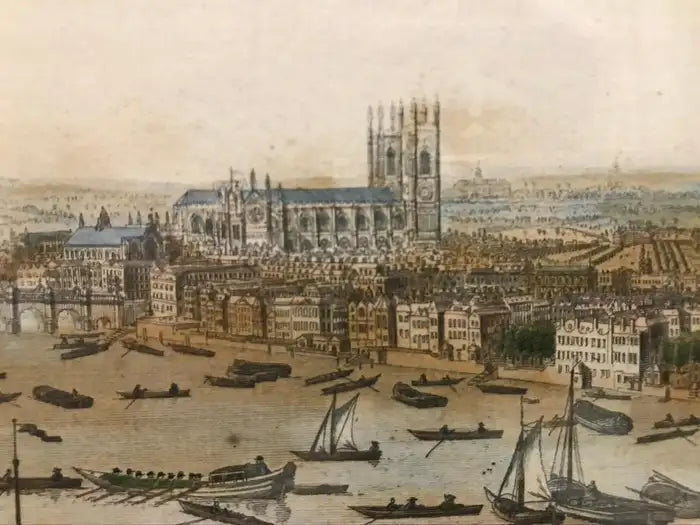 18th Century Color Engraving of Westminster, Somerset House in Original Frame