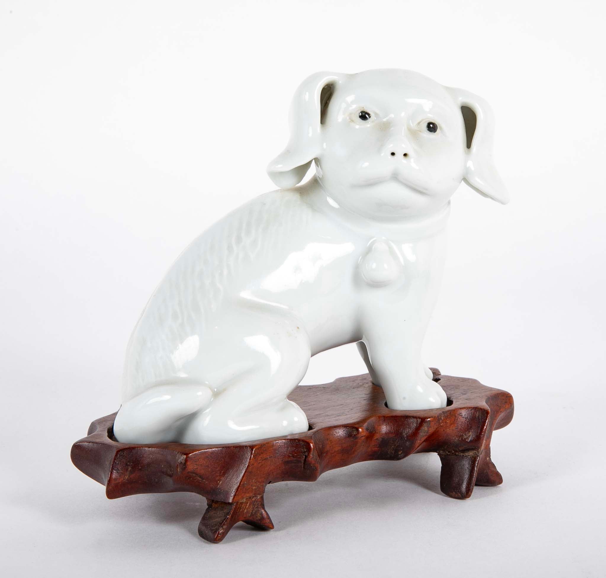 Pair of 19th Century Chinese Blanc de Chine Pekingese Porcelain Dogs
