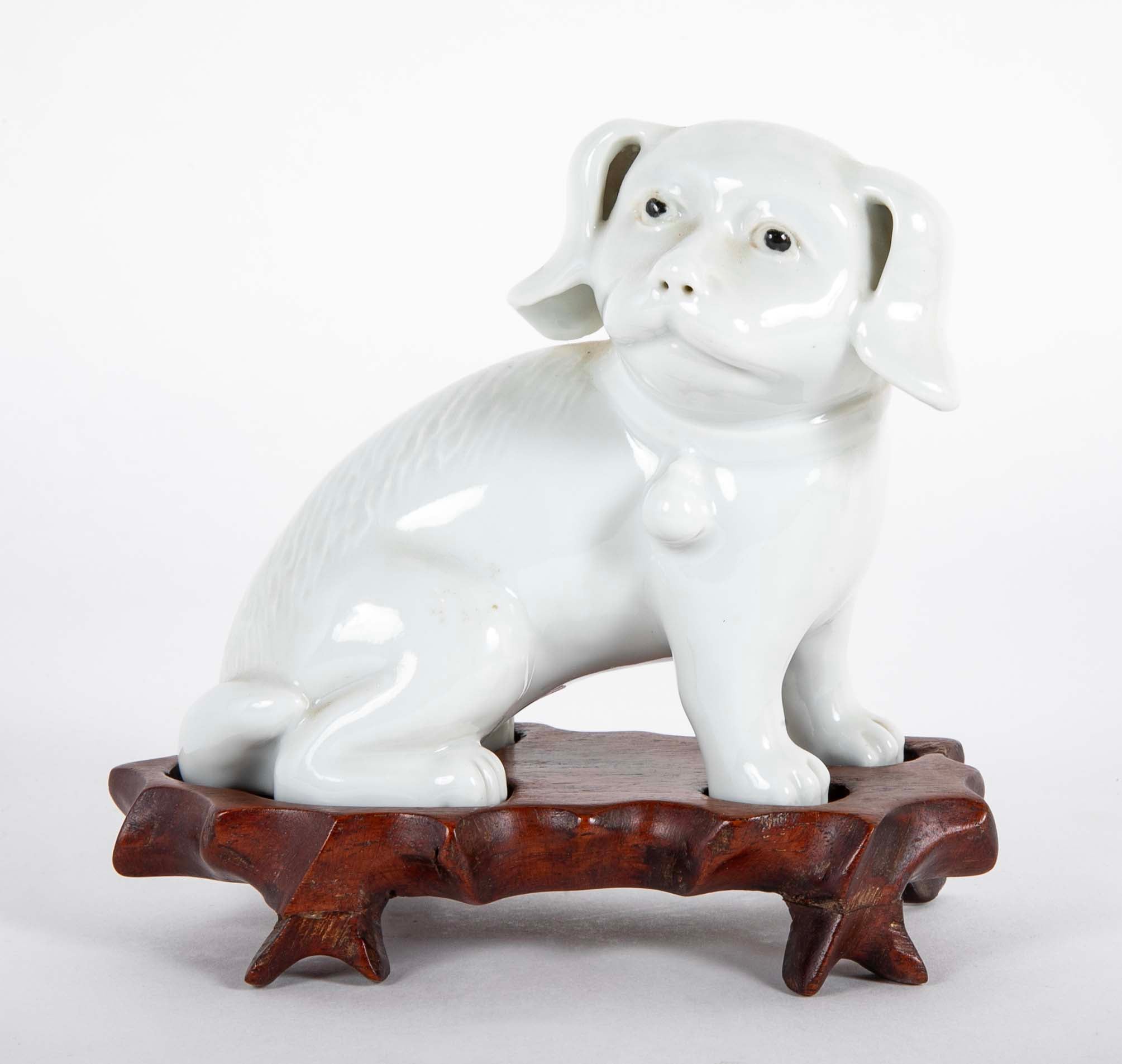 Pair of 19th Century Chinese Blanc de Chine Pekingese Porcelain Dogs