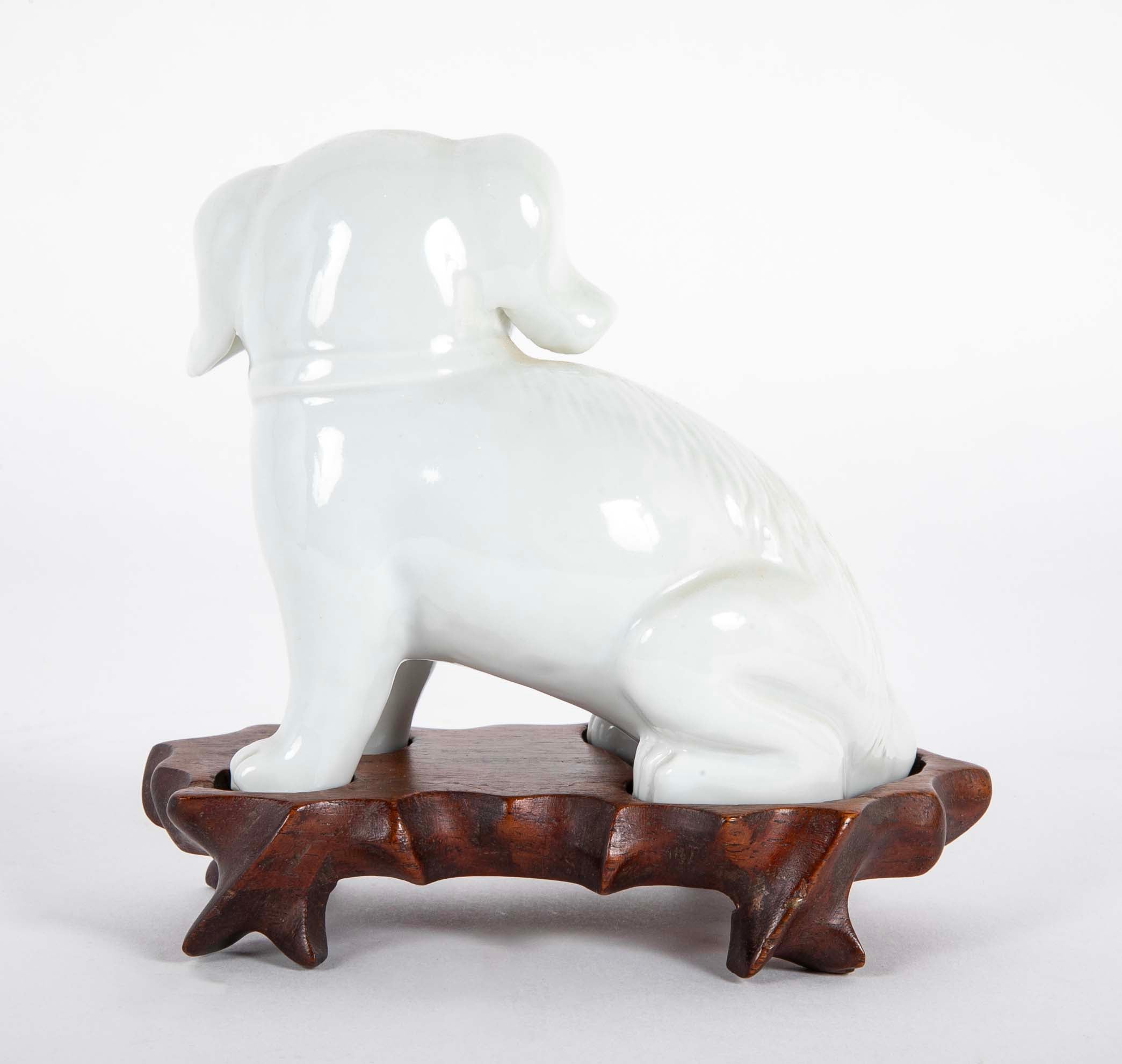 Pair of 19th Century Chinese Blanc de Chine Pekingese Porcelain Dogs