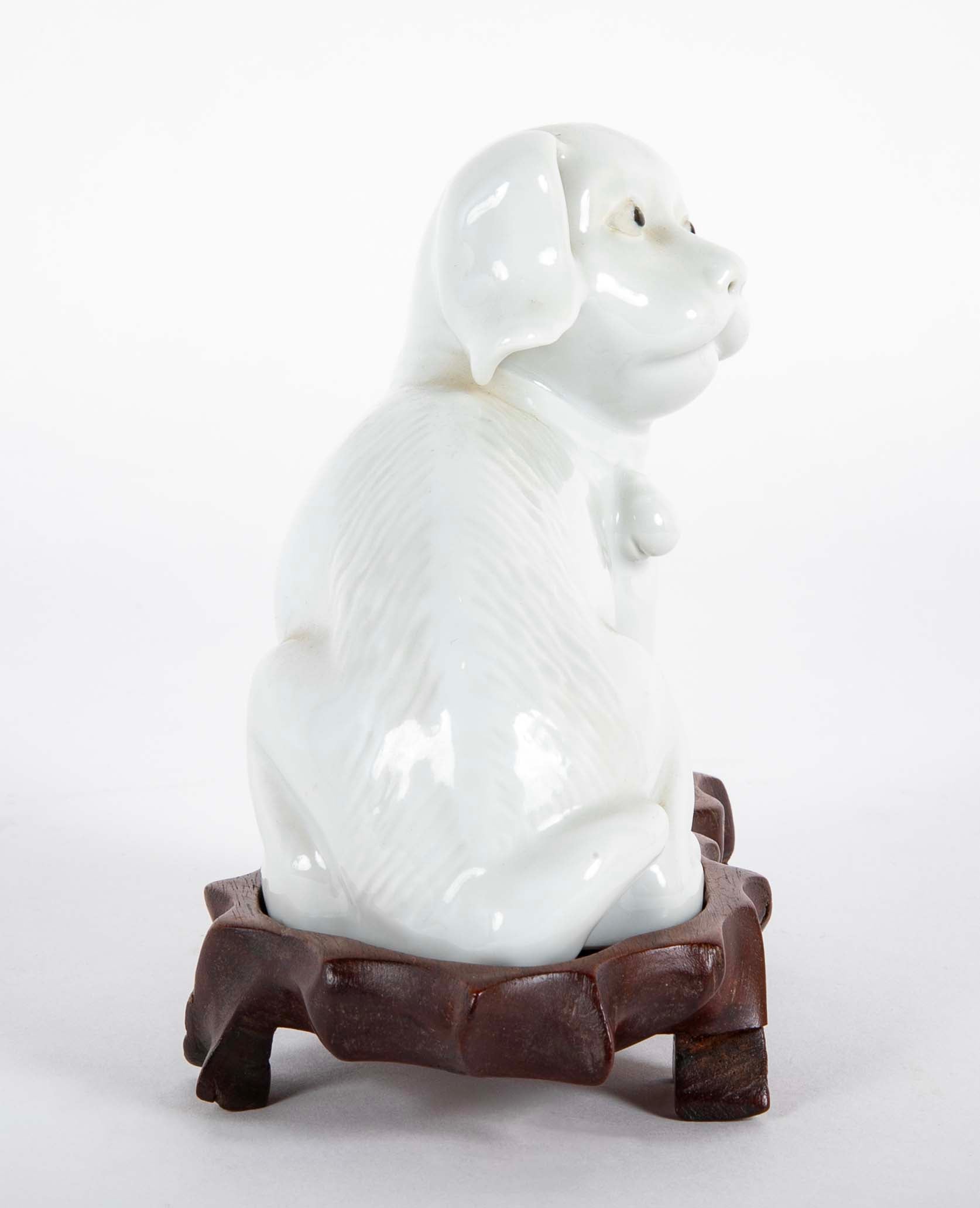 Pair of 19th Century Chinese Blanc de Chine Pekingese Porcelain Dogs