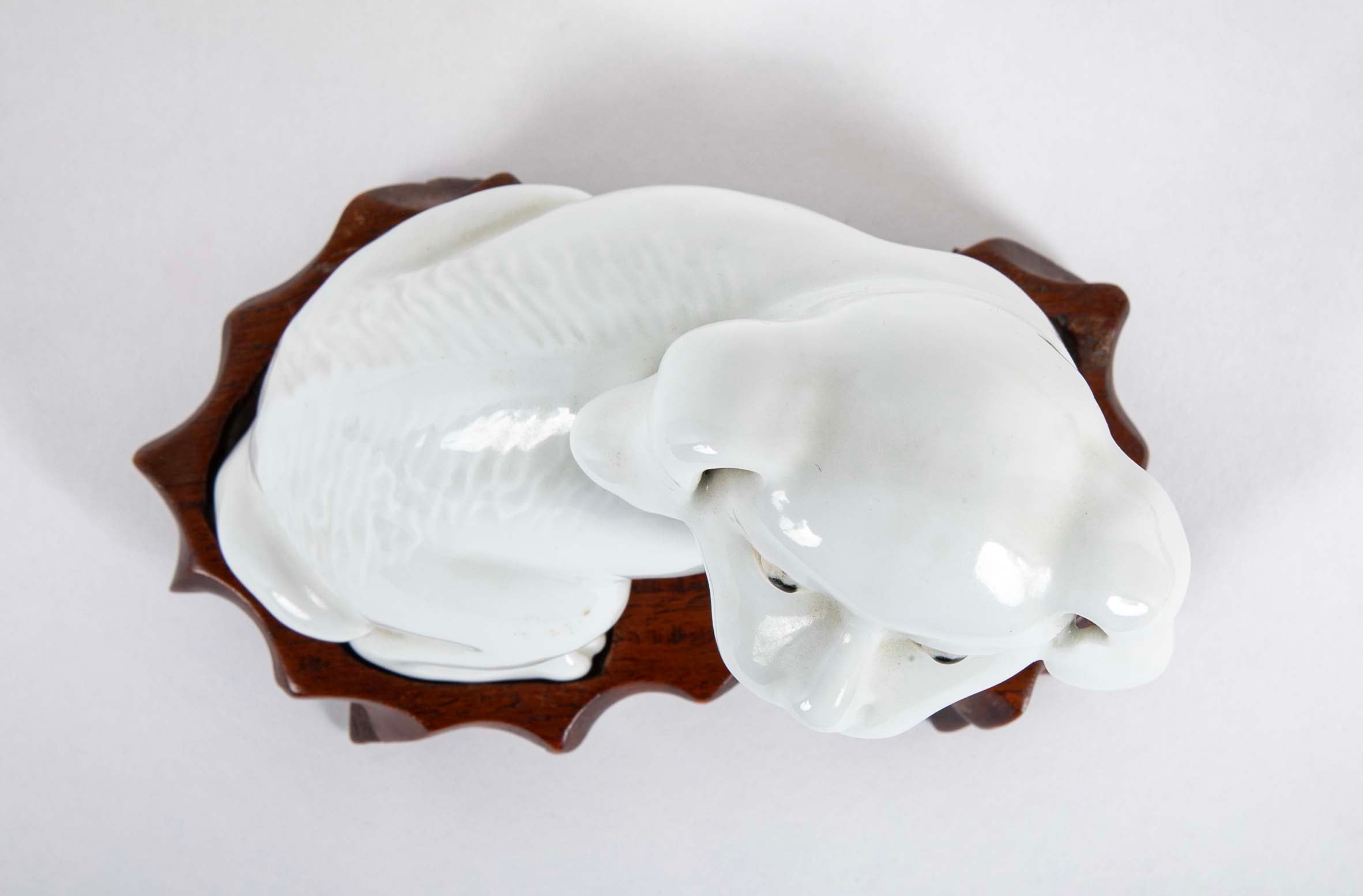 Pair of 19th Century Chinese Blanc de Chine Pekingese Porcelain Dogs