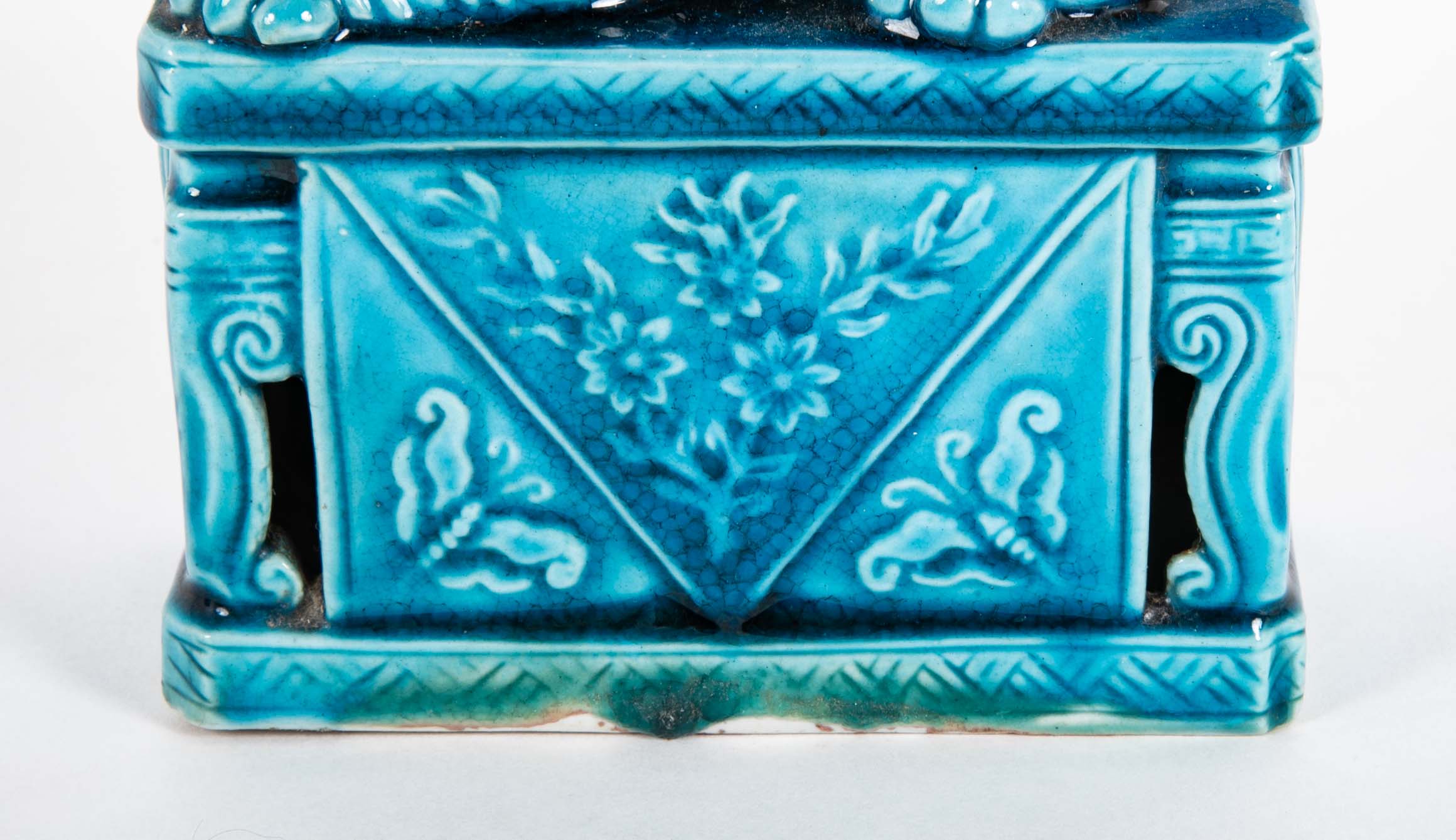 Pair of Rare Chinese 19th Century Blue Glazed Porcelain Elephants