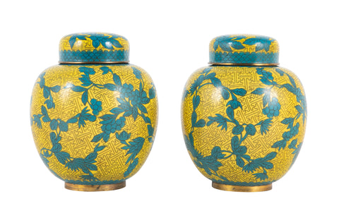 Pair of 19th Century Chinese Cloisonne Covered Jars