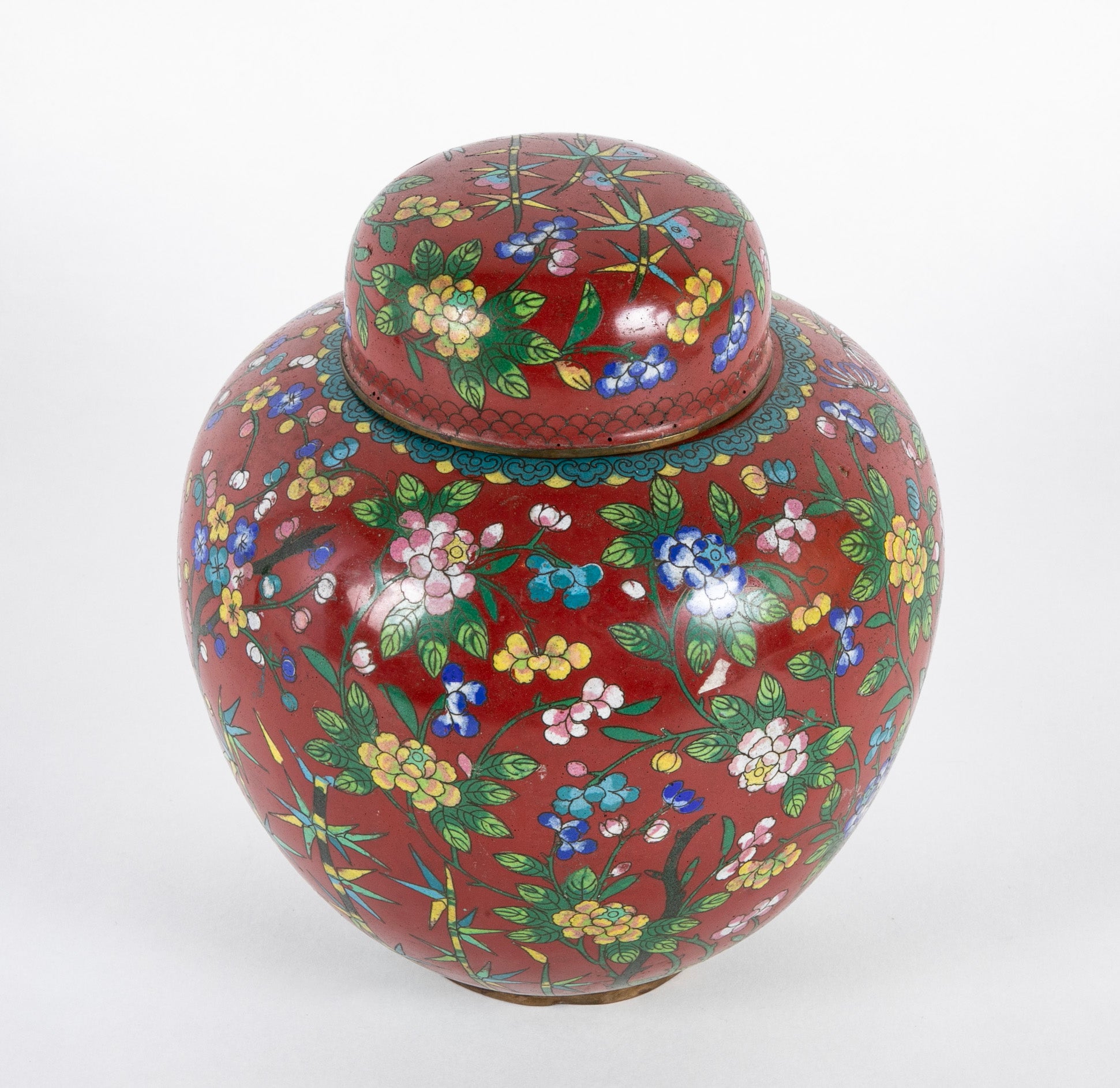 Pair of 19th Century Chinese Cloisonne Covered Jars