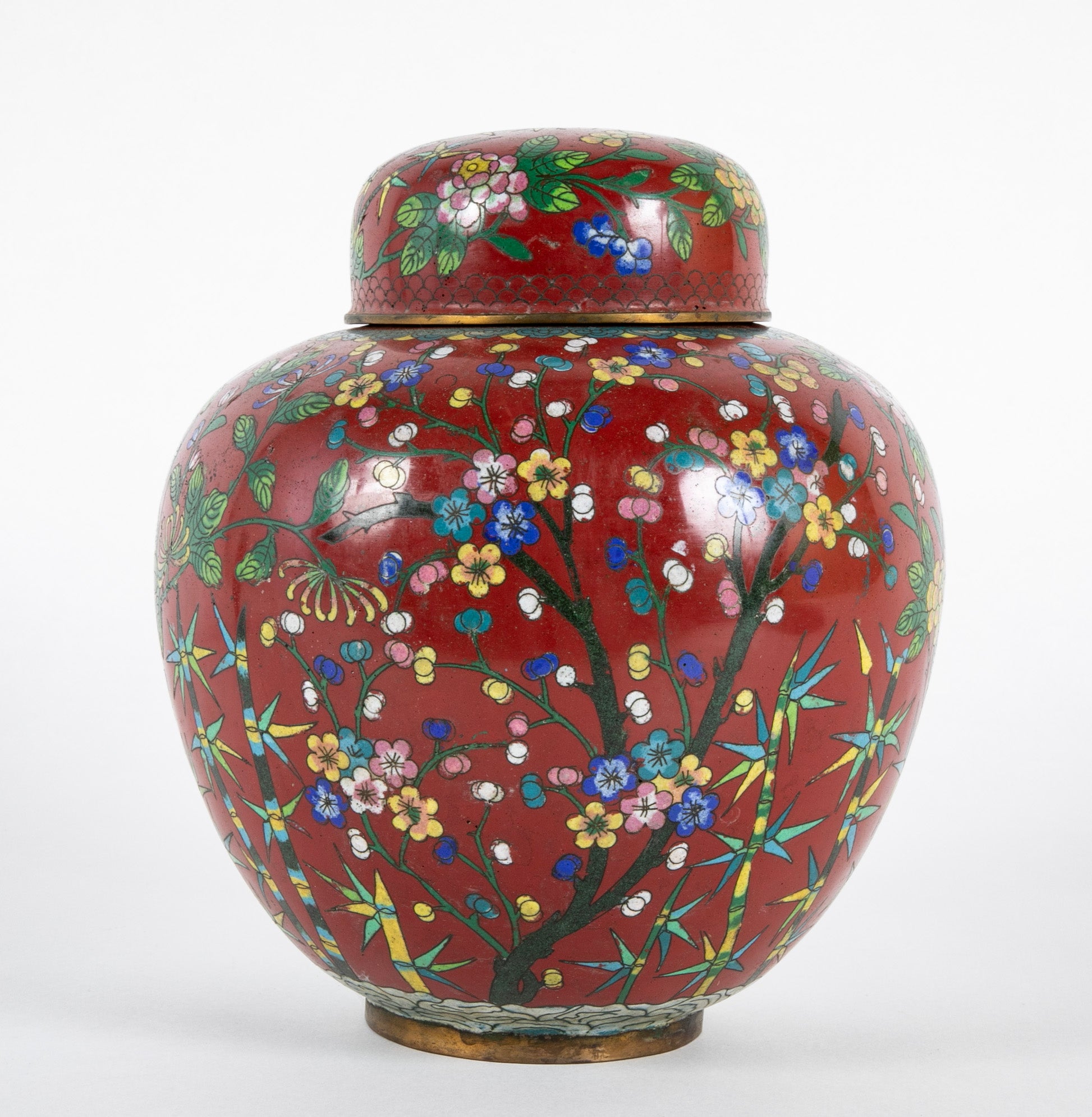Pair of 19th Century Chinese Cloisonne Covered Jars