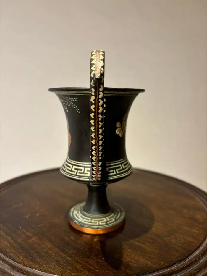Ancient Greek Style Hand Painted Kantharos, Drinking Cup with High Handles