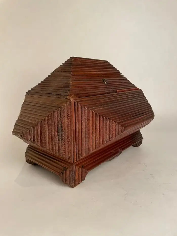Tramp Art Box of Large Scale and Unusual Form