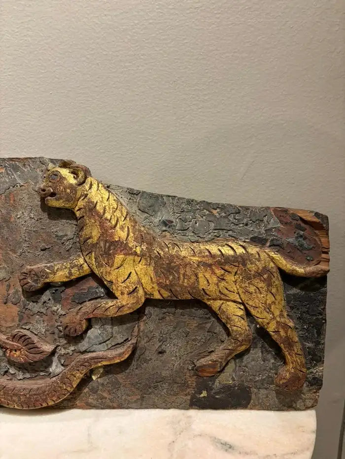 19th Century Anglo Indian Carving of an Elephant, a Tiger, a Serpent and a Rat